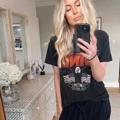 Cotton Graphic Eagle Head T-Shirt Bing Design Black / S