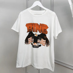 Cotton Graphic Eagle Head T-Shirt Bing Design FP80023WT / S