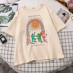 Cotton Graphic T Shirt with Frog Print 28 Inches Length