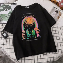 Cotton Graphic T Shirt with Frog Print 28 Inches Length