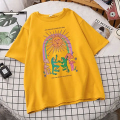 Cotton Graphic T Shirt with Frog Print 28 Inches Length