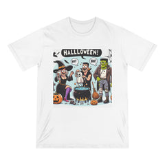 Cotton Halloween T-Shirt with Mystical Shadows Design White