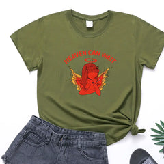 Cotton Heaven Can Wait Devil T-Shirt Army Green / S