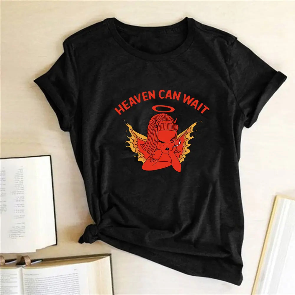 Cotton Heaven Can Wait Devil T-Shirt Black / S