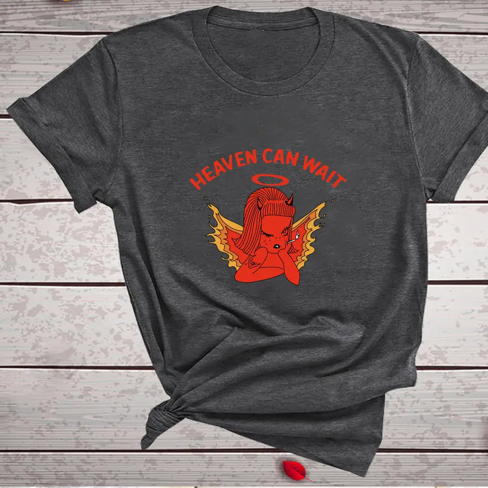 Cotton Heaven Can Wait Devil T-Shirt Dark Grey / S