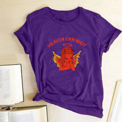 Cotton Heaven Can Wait Devil T-Shirt Purple / S