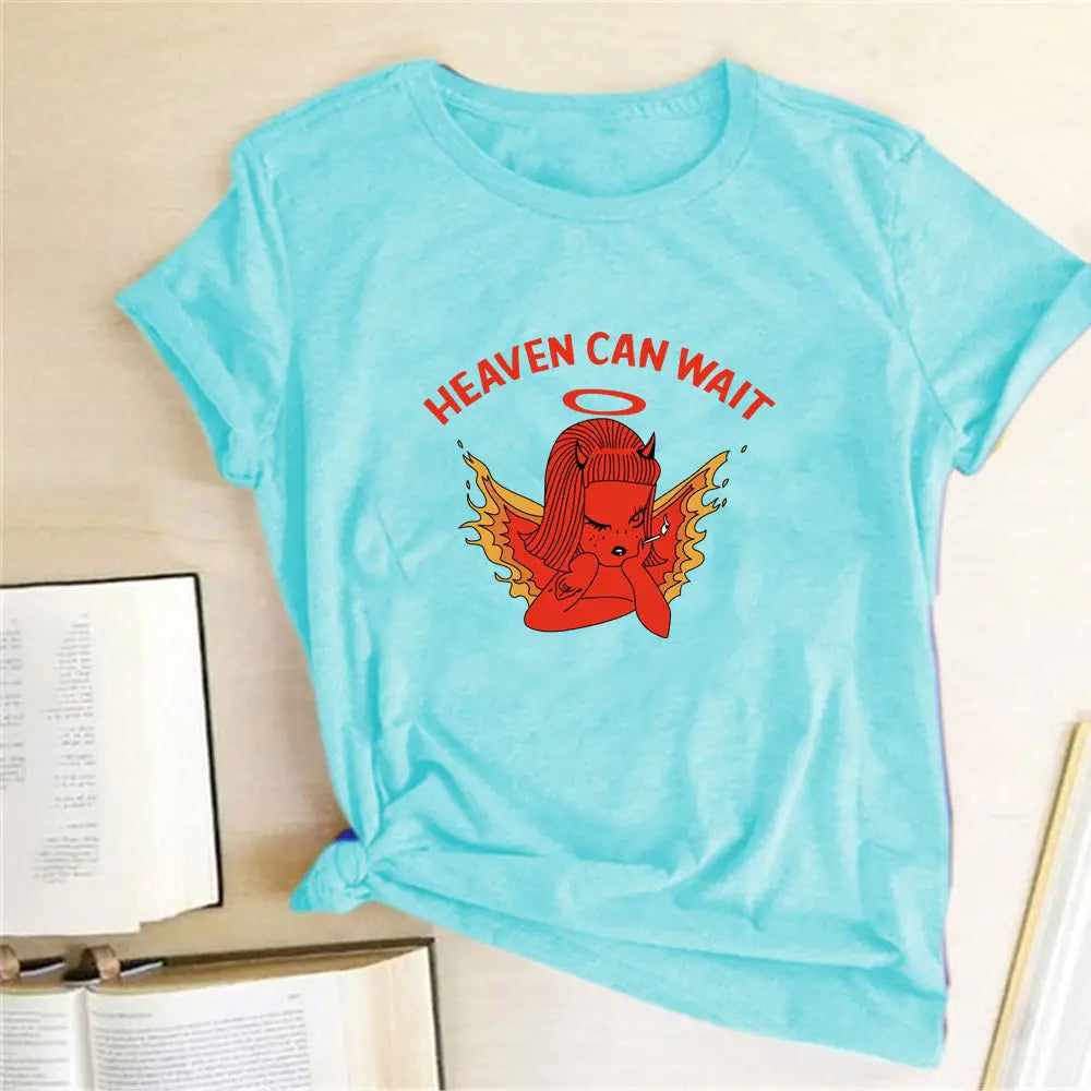 Cotton Heaven Can Wait Devil T-Shirt Sky Blue / S