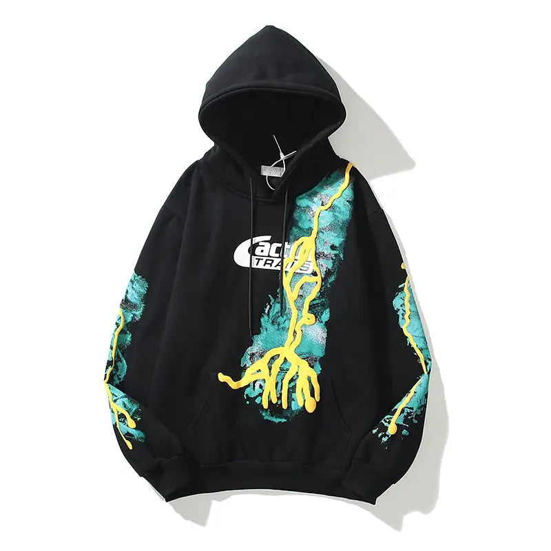 Cotton Lonely Place Stranger Graffiti Hoodie BlaCk / M