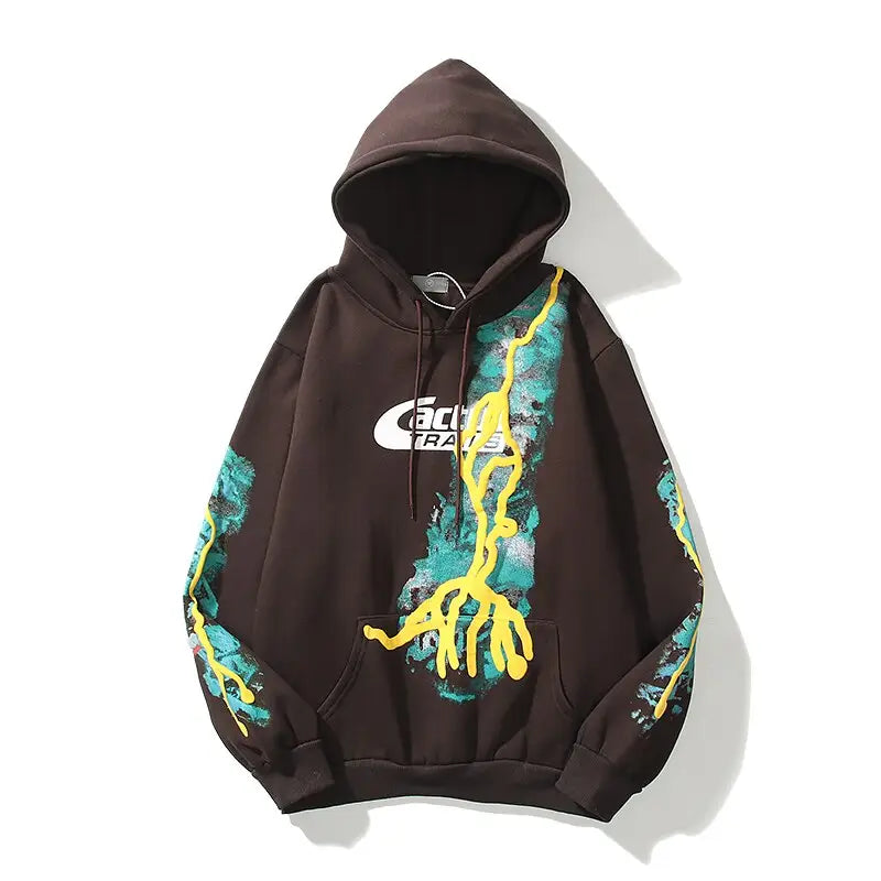 Cotton Lonely Place Stranger Graffiti Hoodie Dark Brown / M