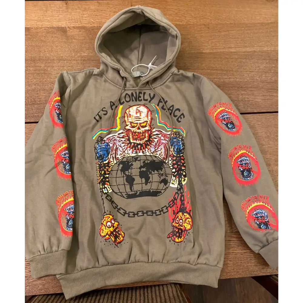 Cotton Lonely Place Stranger Graffiti Hoodie