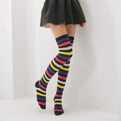 Cotton Long Highs Rainbow Funny Socks 65 cm Black / One Size