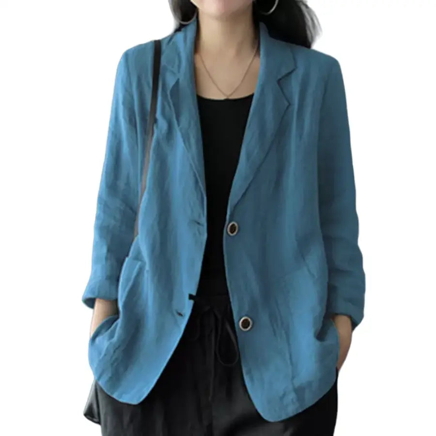 Cotton Long Sleeve Tunic Blazer 24 Inches Blue / S