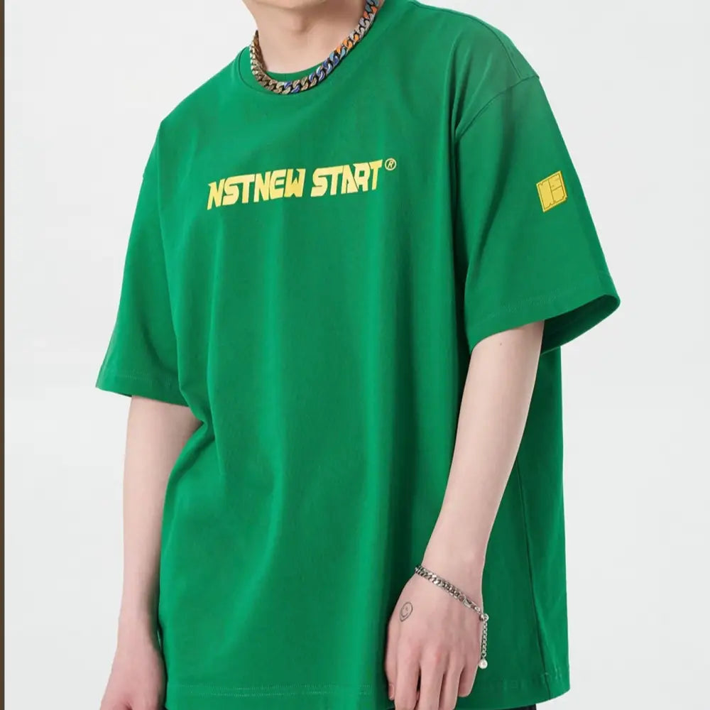 Cotton Loose Fit Nstnew Start Short Sleeve T Shirt Green / S