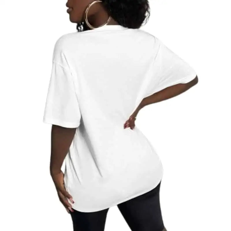 Cotton Loose T Shirt with Masked Dollar Letter Print