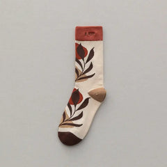 Cotton Middle Tube Personality Tide Socks Khaki / EU35-42