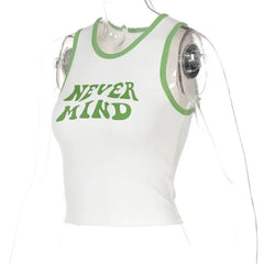 Cotton Mind Crop Tank Top with Green Hem