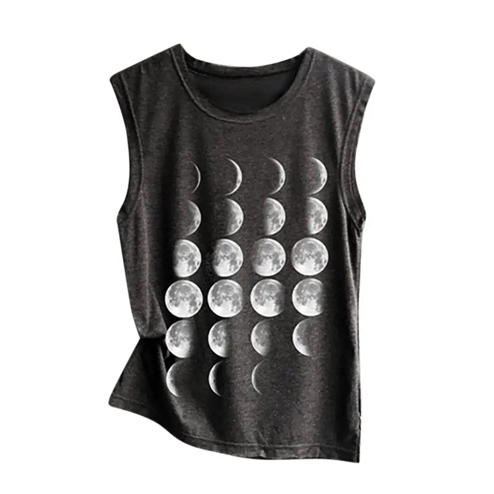 Cotton Moon Phase Tank Top for Everyday Wear Black / S