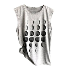 Cotton Moon Phase Tank Top for Everyday Wear Gray / S
