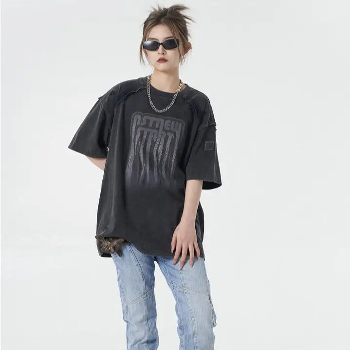 Cotton Oversized Inverted Seam T Shirt