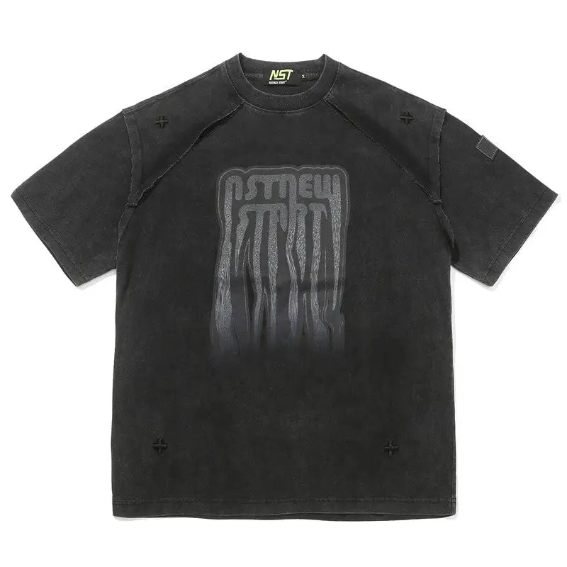 Cotton Oversized Inverted Seam T Shirt Black / S