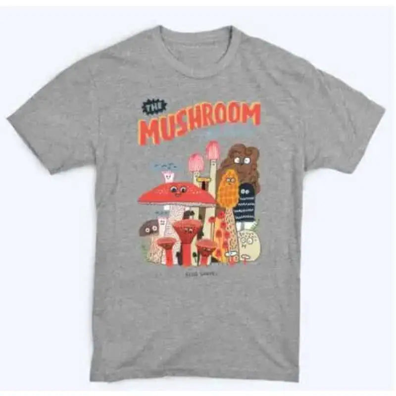 Cotton Oversized Mushroom Short Sleeve T Shirt Grey FanClub