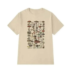Cotton Oversized Mushroom Short Sleeve T Shirt Khaki / XS
