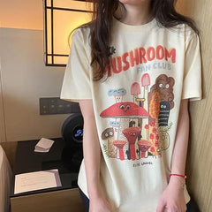Cotton Oversized Mushroom Short Sleeve T Shirt