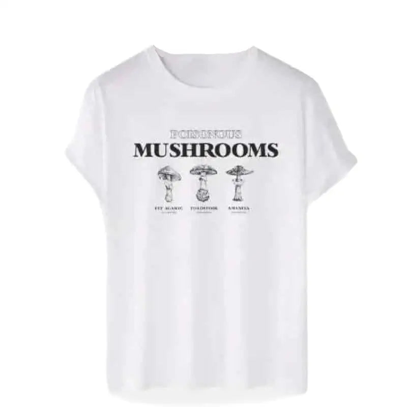 Cotton Oversized Mushroom Short Sleeve T Shirt White Magic