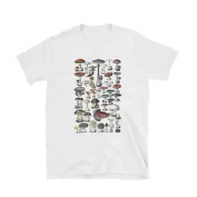 Cotton Oversized Mushroom Short Sleeve T Shirt White Mush