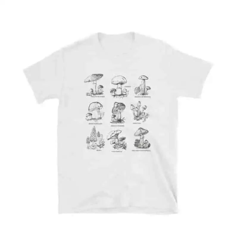 Cotton Oversized Mushroom Short Sleeve T Shirt White / XS