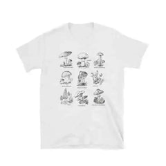 Cotton Oversized Mushroom Short Sleeve T Shirt White / XS