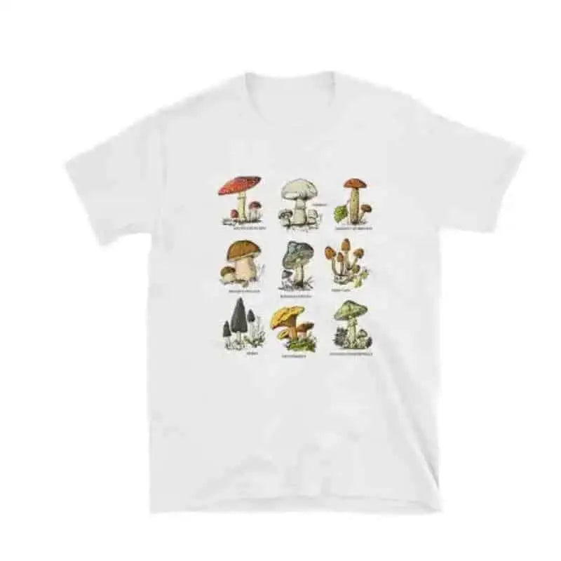Cotton Oversized Mushroom Short Sleeve T Shirt White / XS