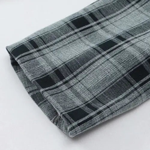 Cotton Plaid Pattern Vintage Blazer with Notched Collar