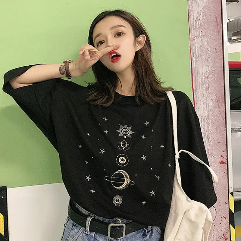 Cotton Planetary Alignment Oversize T Shirt Black / M