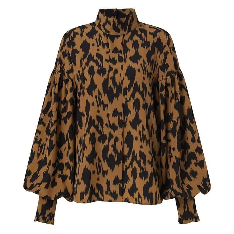 Cotton Polyester Blouse with Aesthetic Print Ruffled Sleeve