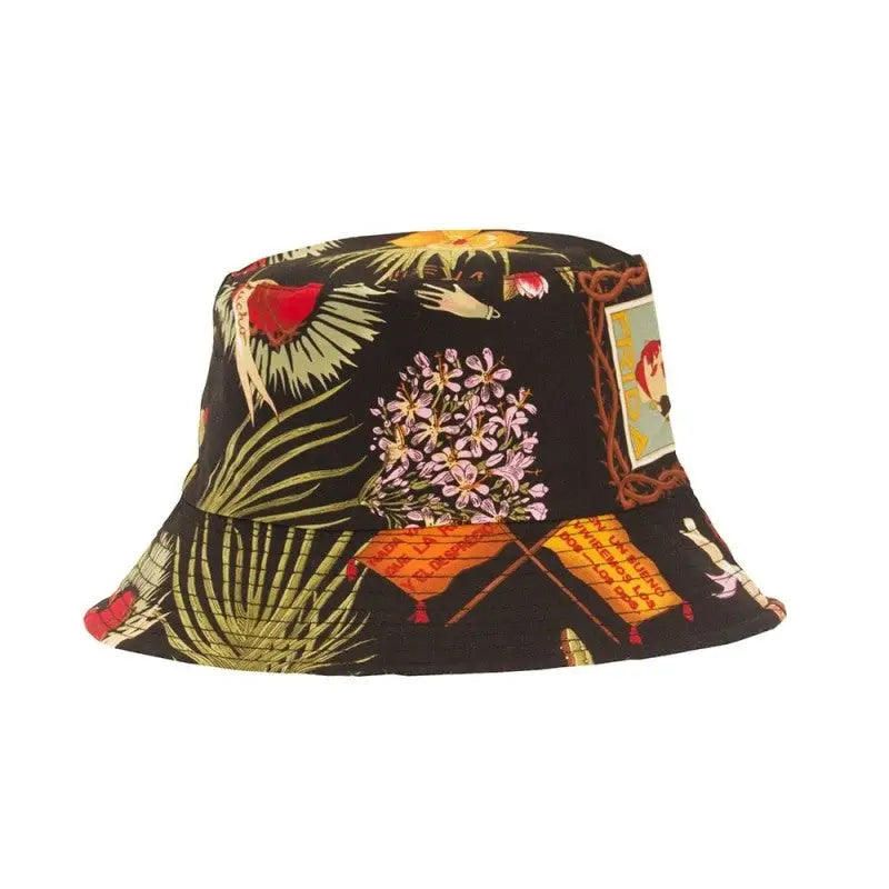 Cotton Polyester Flower Pattern Bucket Hat 56-58 cm