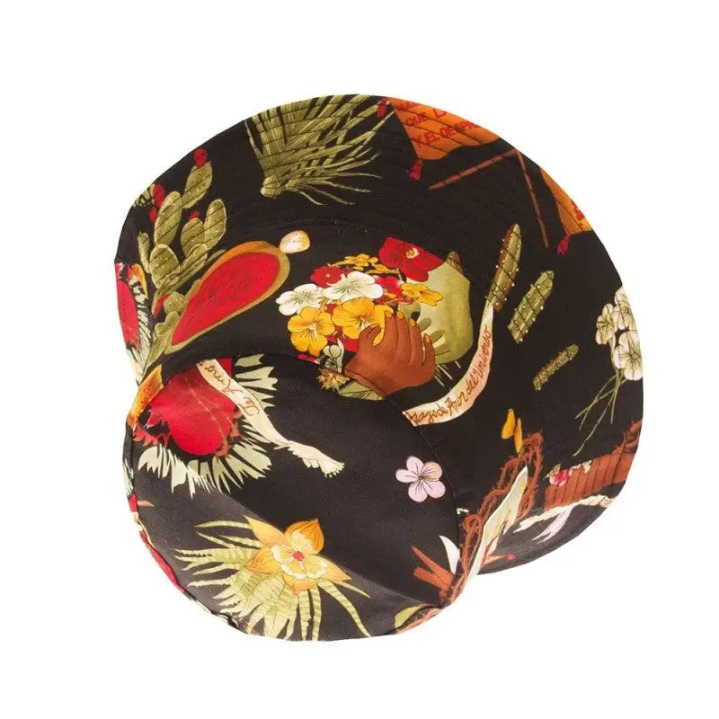Cotton Polyester Flower Pattern Bucket Hat 56-58 cm