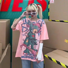 Cotton Polyester Guy Toy Puppet Oversized T-Shirt Pink