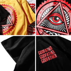 Cotton Polyester Illuminati Eye Godfather Print T-Shirt