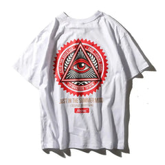 Cotton Polyester Illuminati Eye Godfather Print T-Shirt
