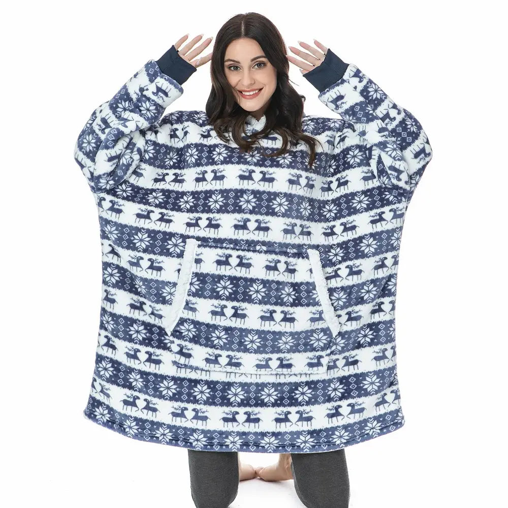 Cotton Polyester Oversize Warm Blanket Hoodie Christmas 2