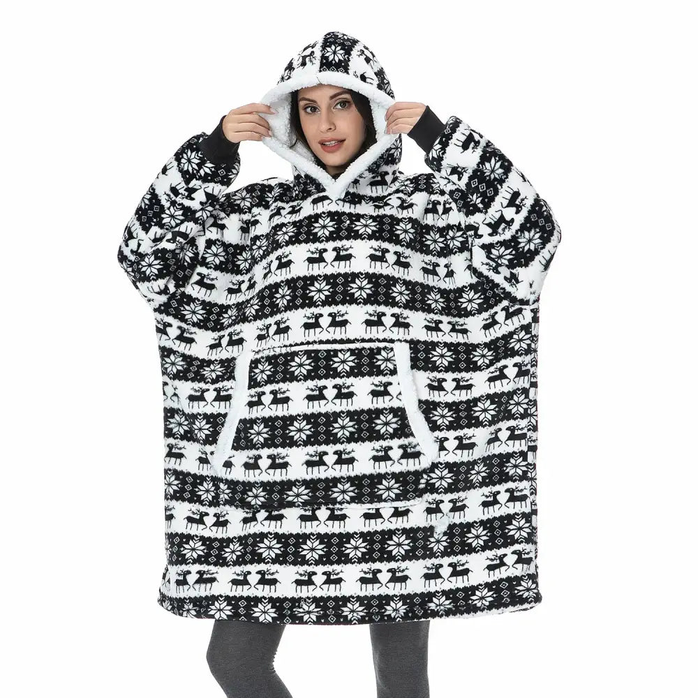 Cotton Polyester Oversize Warm Blanket Hoodie Christmas 3