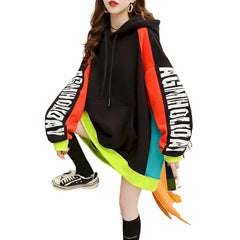 Cotton Polyester Oversized Long Sleeve Hoodie Black / M