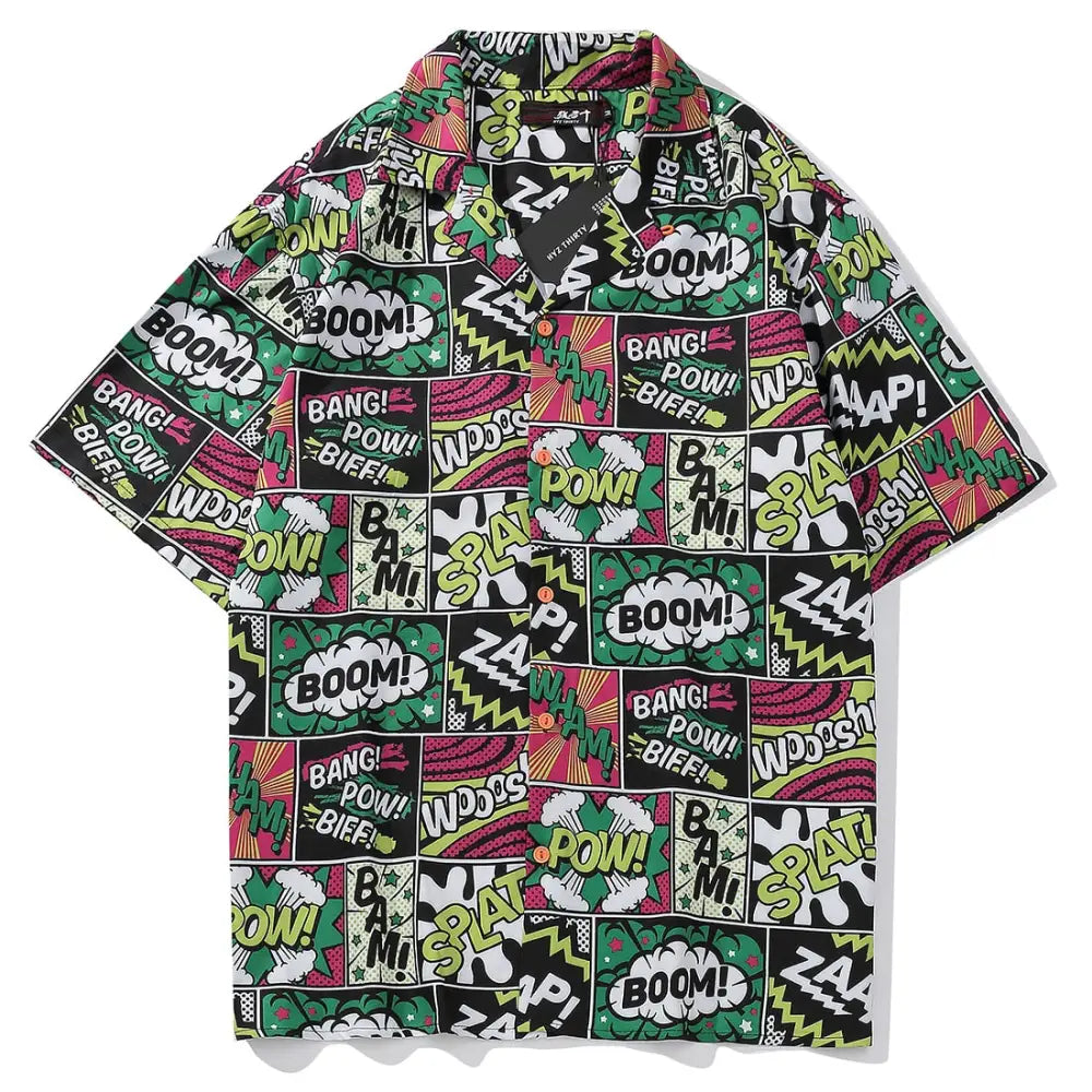 Cotton Poplin Short Sleeve Shirt Easy Fit Green / M