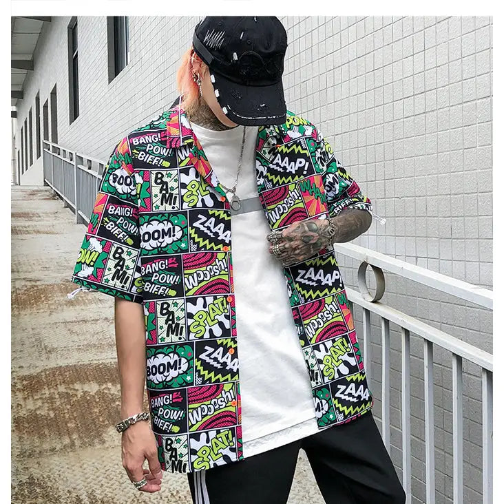 Cotton Poplin Short Sleeve Shirt Easy Fit Green / S