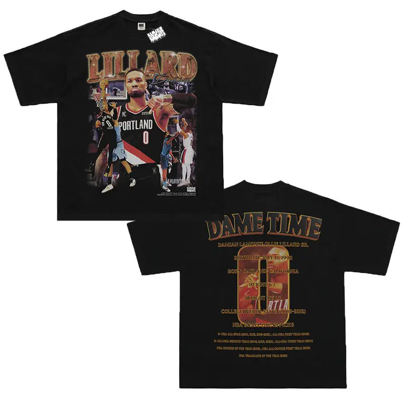 Cotton Portrait Lillard Short-Sleeved T-Shirt Black / S