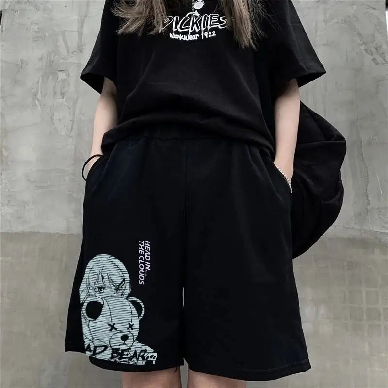 Cotton Short Pant Clouds Sad Bear Anime Design