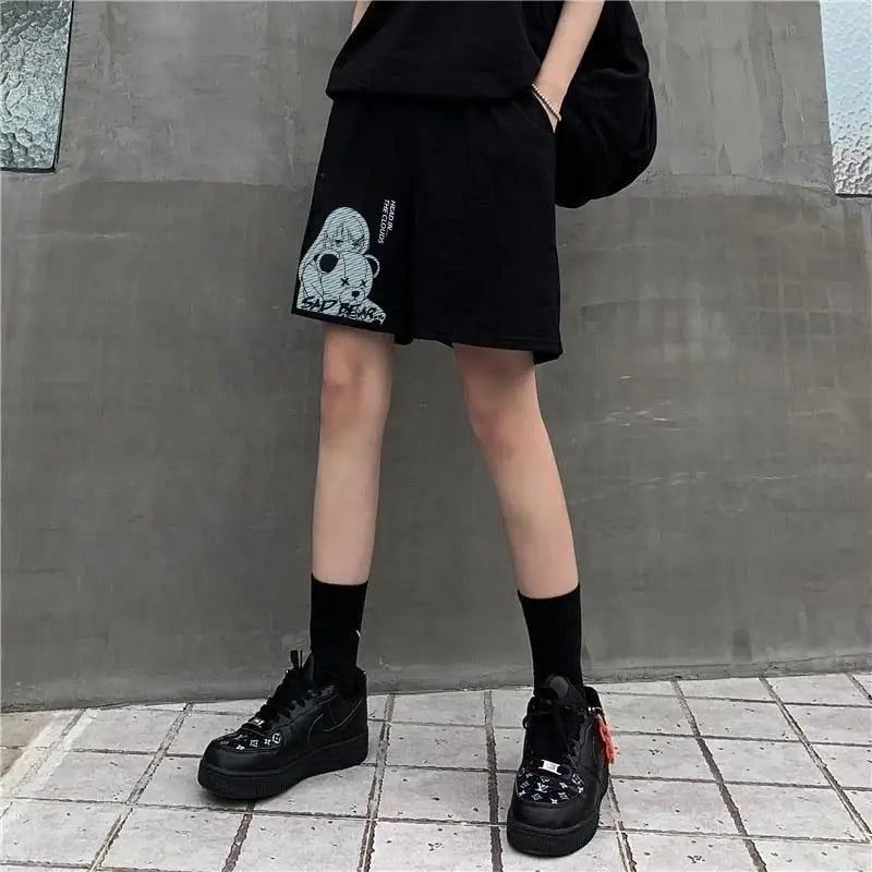 Cotton Short Pant Clouds Sad Bear Anime Design