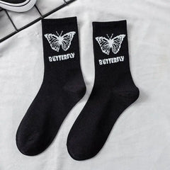 Cotton Socks One Size Coolest Style Black-Butterfly