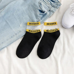 Cotton Socks One Size Coolest Style Black-Decide / Black